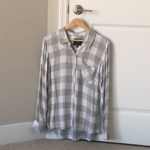 Rails Hunter Grey and White Check Plaid Shirt